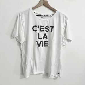 Karl Lagerfeld White Short Sleeve Tee C'est La Vie